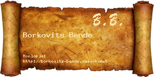 Borkovits Bende névjegykártya